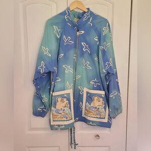 Vintage Asian Creations Mermaid Seagull Print Cotton Jacket size L